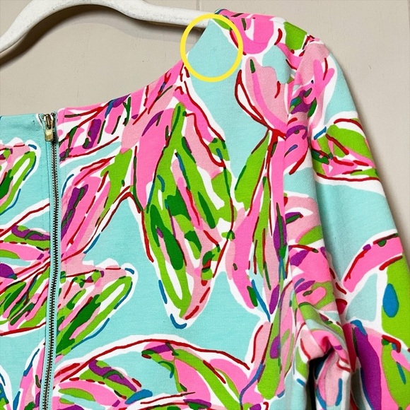 Lilly Pulitzer Charlene Dress Large In the Vias pink green tropical floral shift - Picture 8 of 16